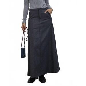 NEW COLLECTIVE herringbone tailored maxi skirt in charcoal